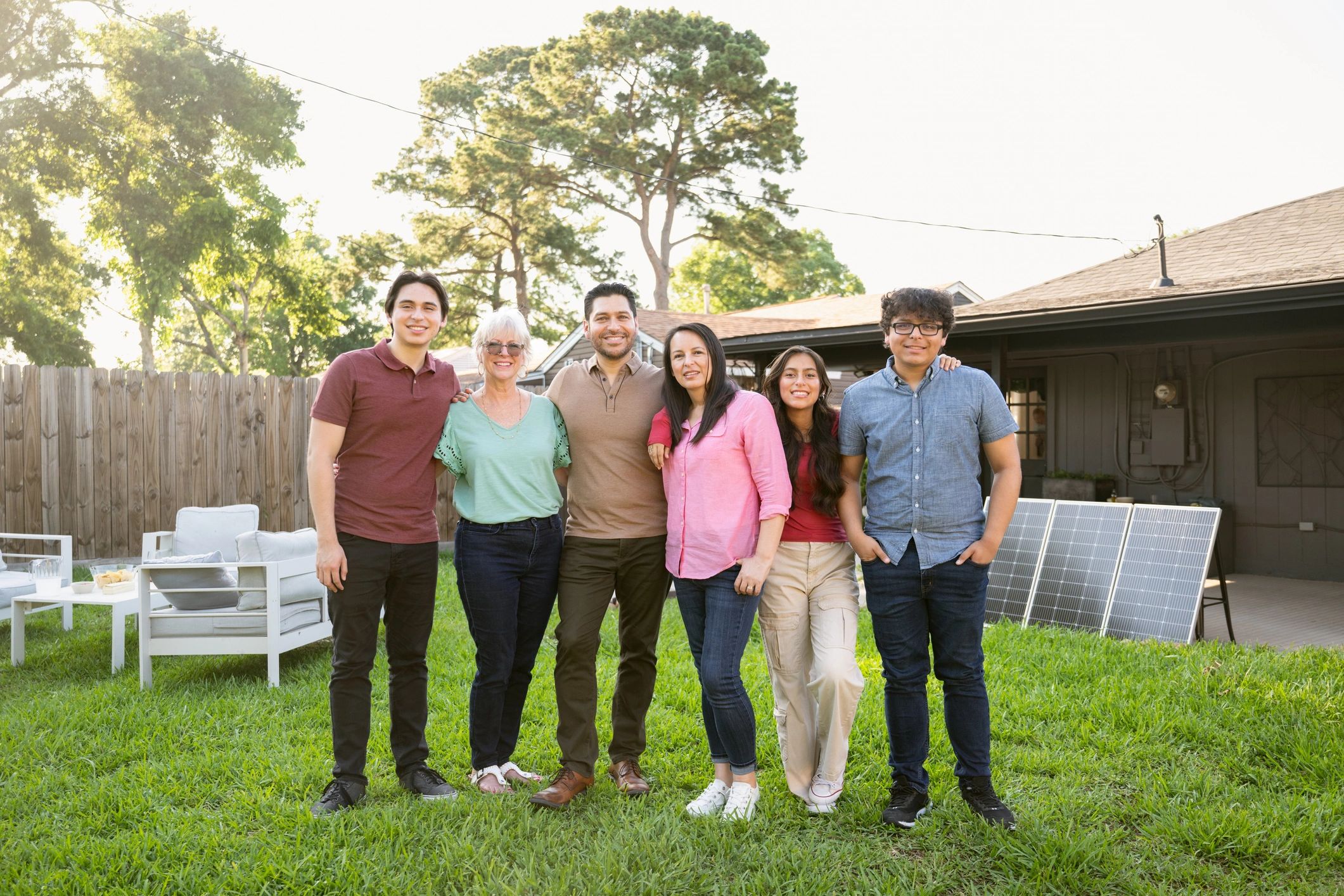 Brown family sharing time together outdoors